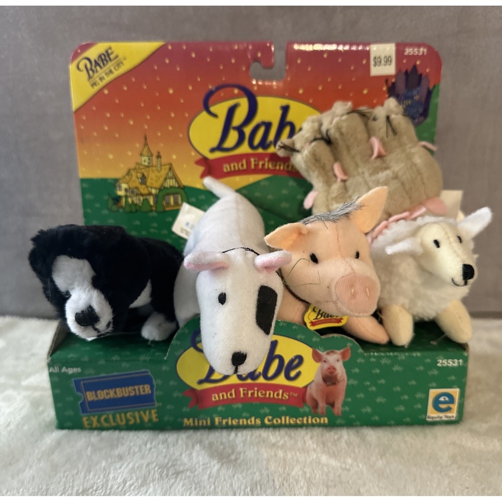 1998 Babe and Friends Mini Collection Stuffed Animals Blockbuster‎ Exclusive NIB